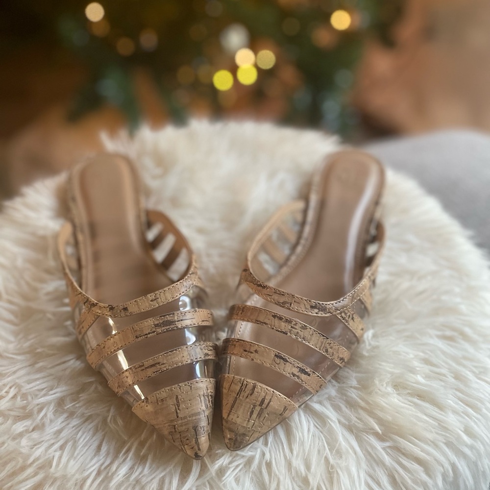 NEVER WORN Just Fab | Natural-Cork/Clear Slides | Size: Women’s 8